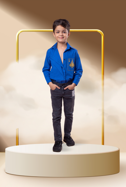 Overlapped Ace Handpainted Shirt For Boys By Kiddicot