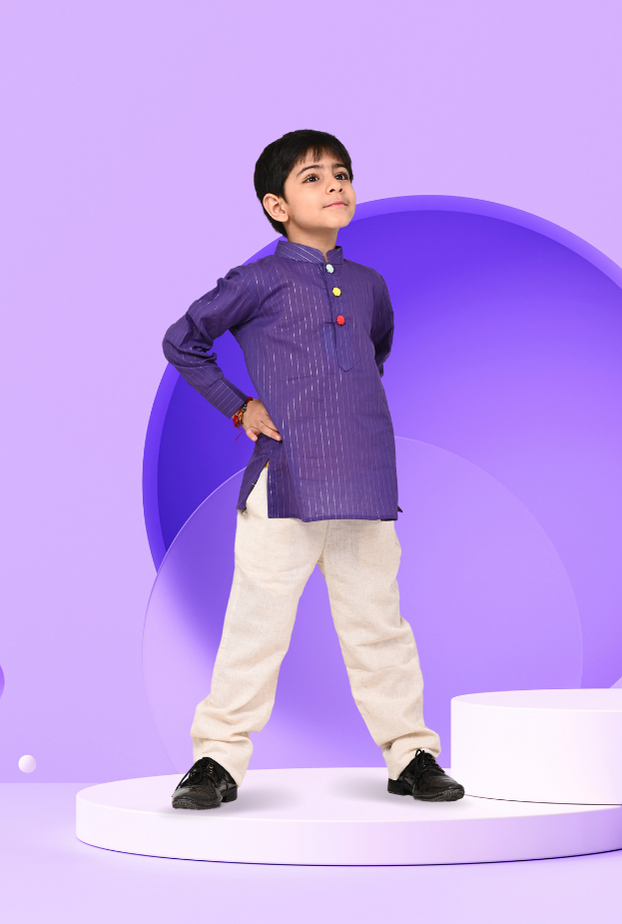 Pure Cotton Elephant Patch Kurta For Boys By Kiddicot