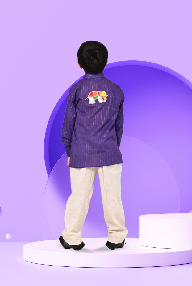 Pure Cotton Elephant Patch Kurta For Boys By Kiddicot