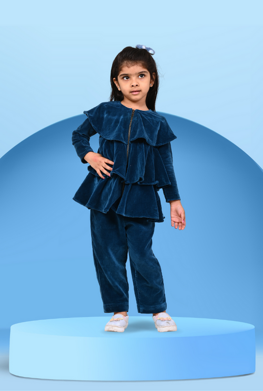 2 Pc Velvet Top & Bottom Outfit For Girl By Kiddicot