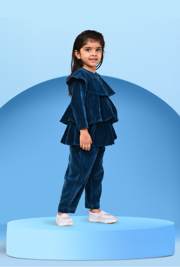 2 Pc Velvet Top & Bottom Outfit For Girl By Kiddicot