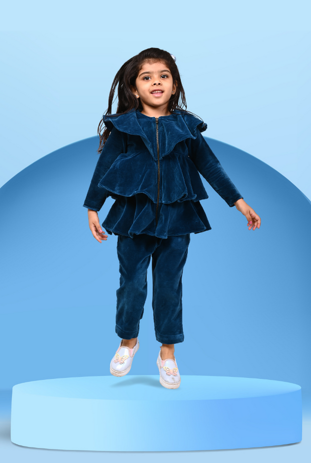 2 Pc Velvet Top & Bottom Outfit For Girl By Kiddicot