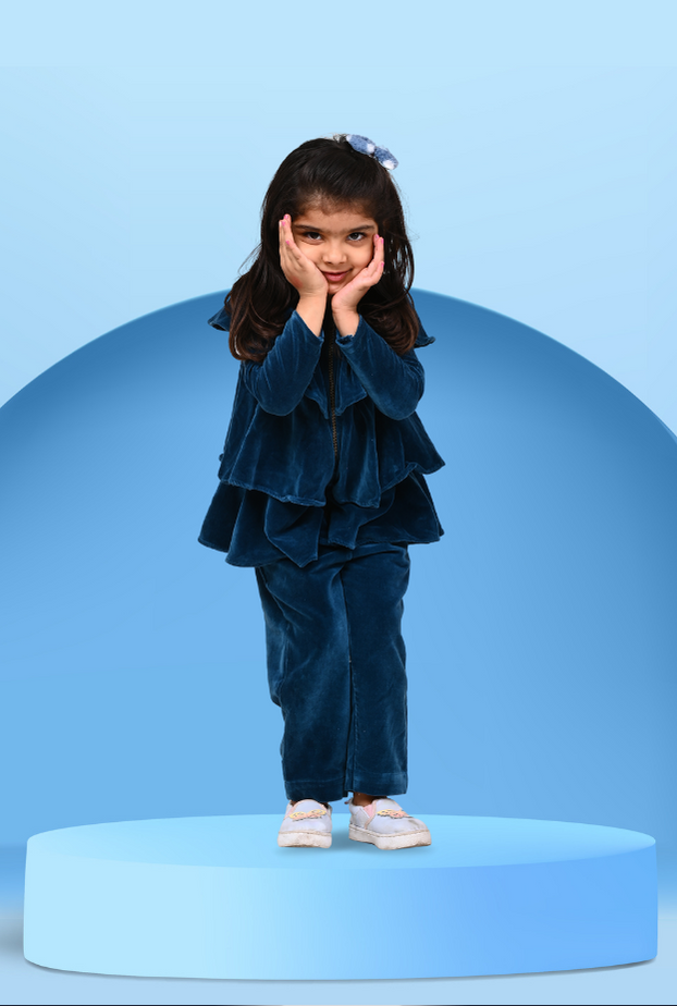 2 Pc Velvet Top & Bottom Outfit For Girl By Kiddicot