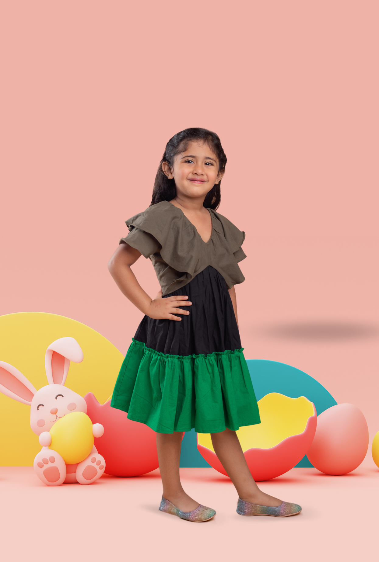 Cotton Rich Ruffled Dress For Girl By Kiddicot