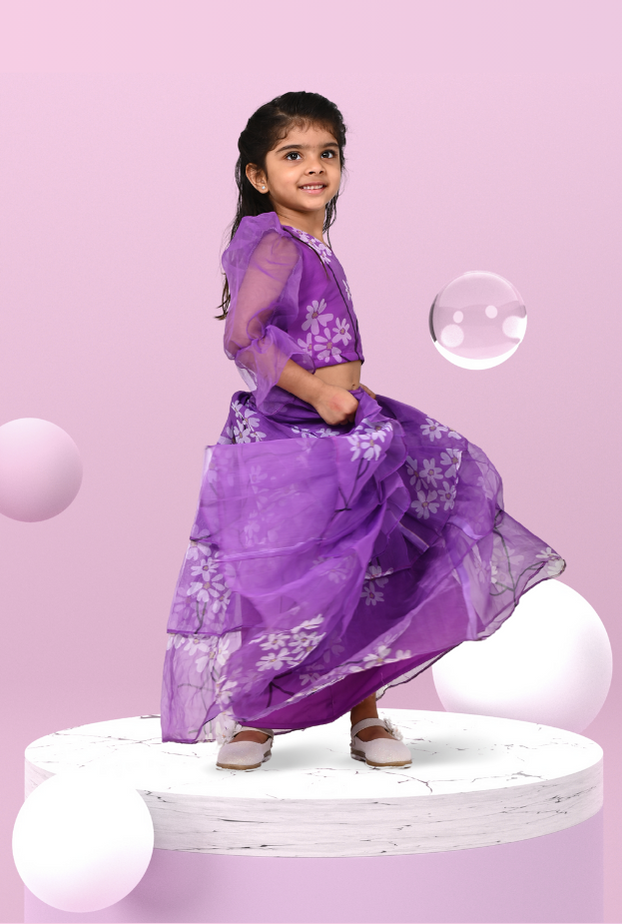 2 Pc Printed Organza Set For Girl By Kiddicot