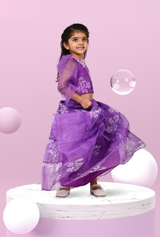 2 Pc Printed Organza Set For Girl By Kiddicot