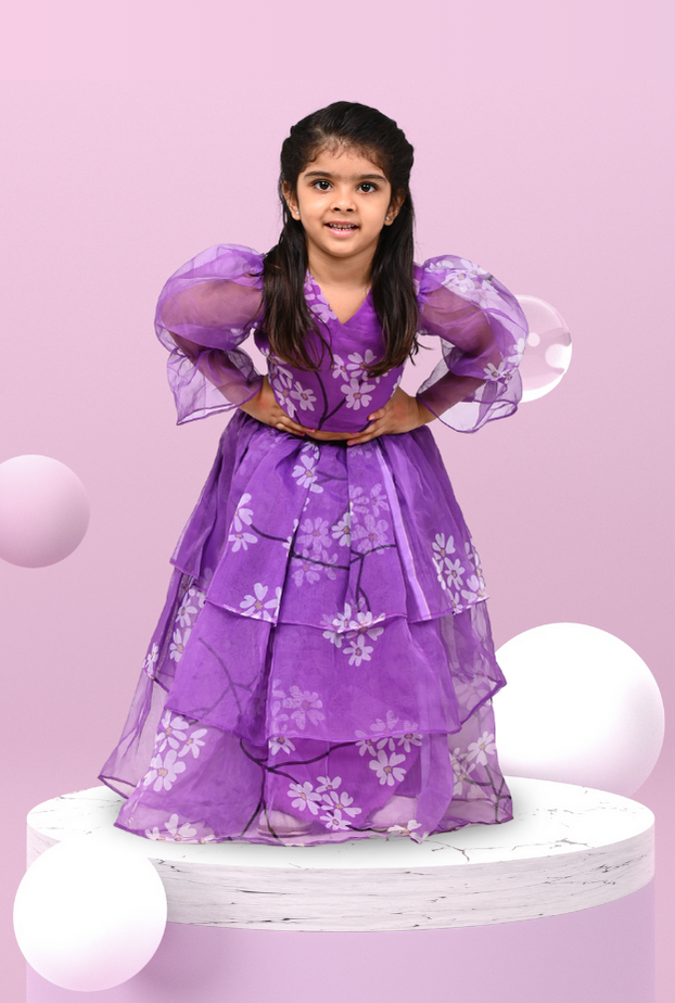 2 Pc Printed Organza Set For Girl By Kiddicot