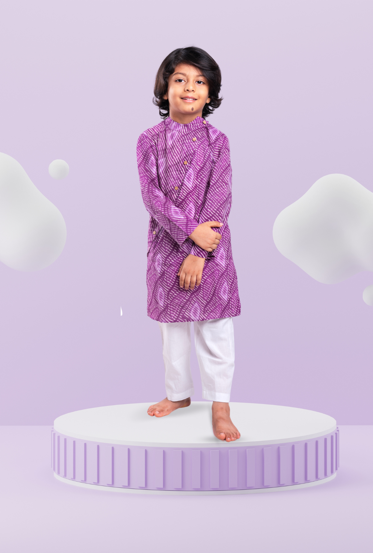 Cotton Rich Leheriya Printkurta Pyjama Set For Boys By Kiddicot