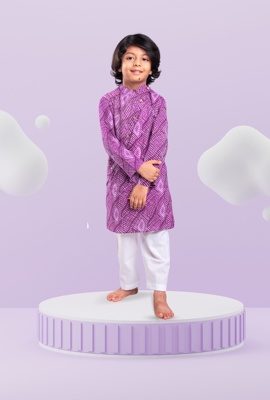Cotton Rich Leheriya Printkurta Pyjama Set For Boys By Kiddicot