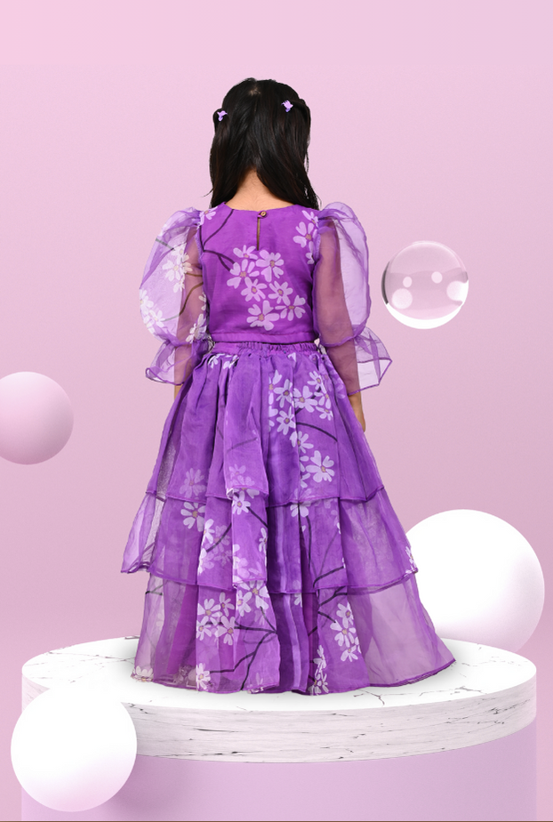 2 Pc Printed Organza Set For Girl By Kiddicot