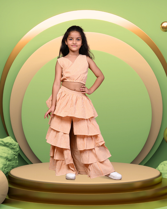 Pure Cotton Tiered Skirt And Top Set