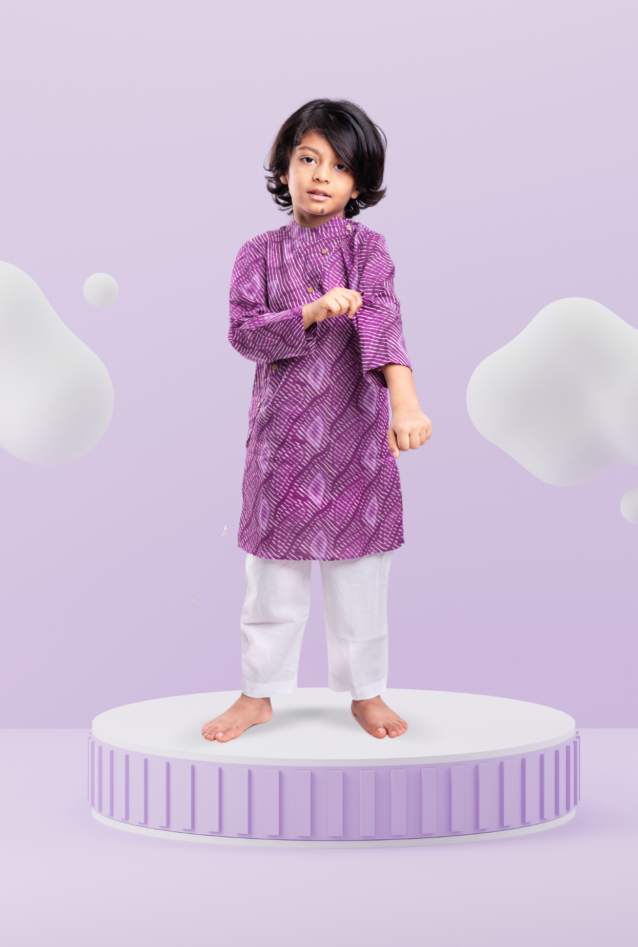 Cotton Rich Leheriya Printkurta Pyjama Set For Boys By Kiddicot