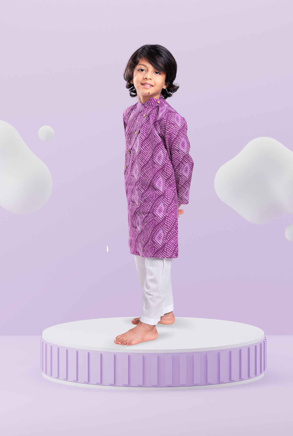Cotton Rich Leheriya Printkurta Pyjama Set For Boys By Kiddicot
