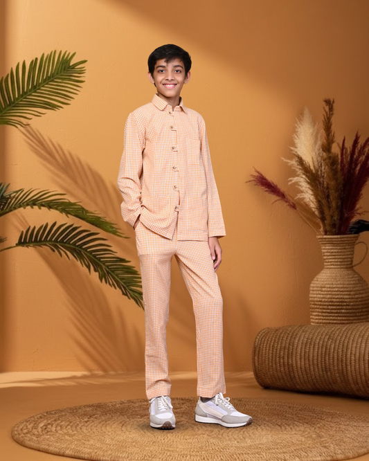 Pure Cotton Checked Shirt And Pant Set