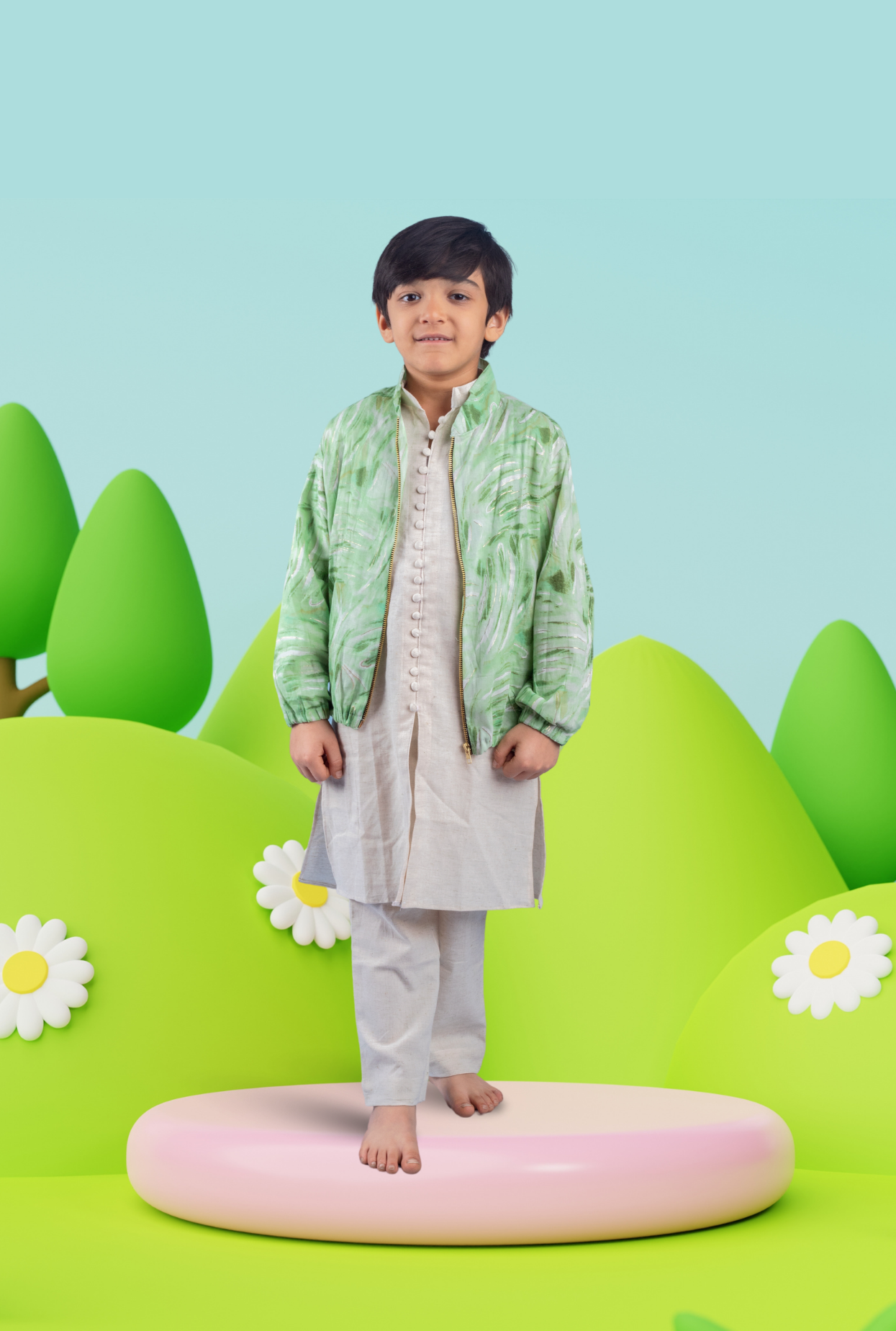 Kurta Pyjama With Zipped Jacket For Boys By Kiddicot