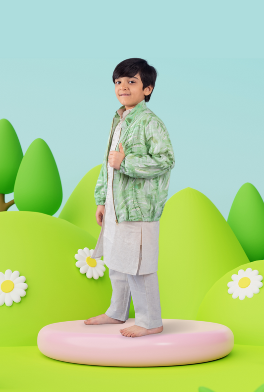 Kurta Pyjama With Zipped Jacket For Boys By Kiddicot