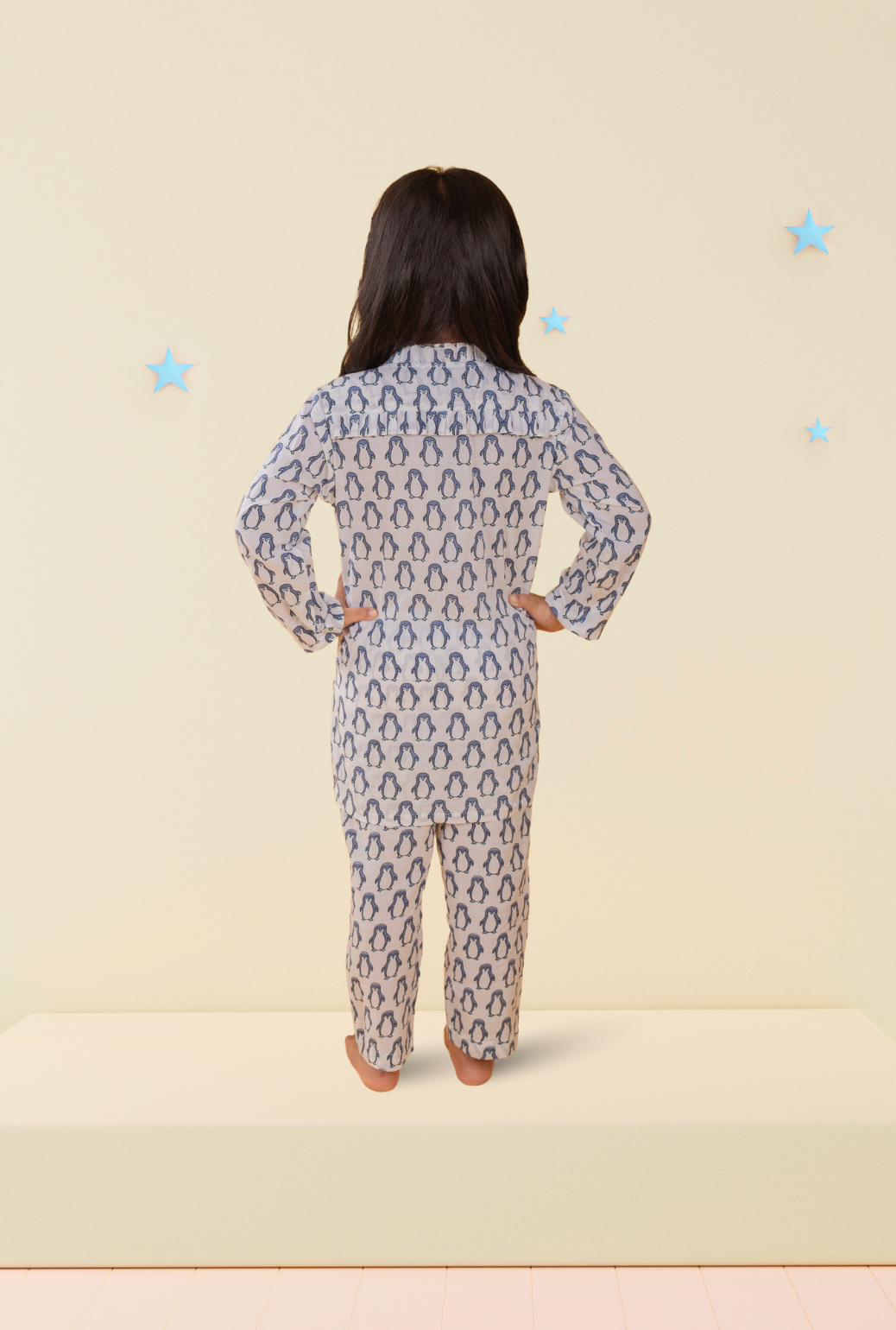 Pure Cotton Penguin Pyjama Set For Girls By Kiddicot