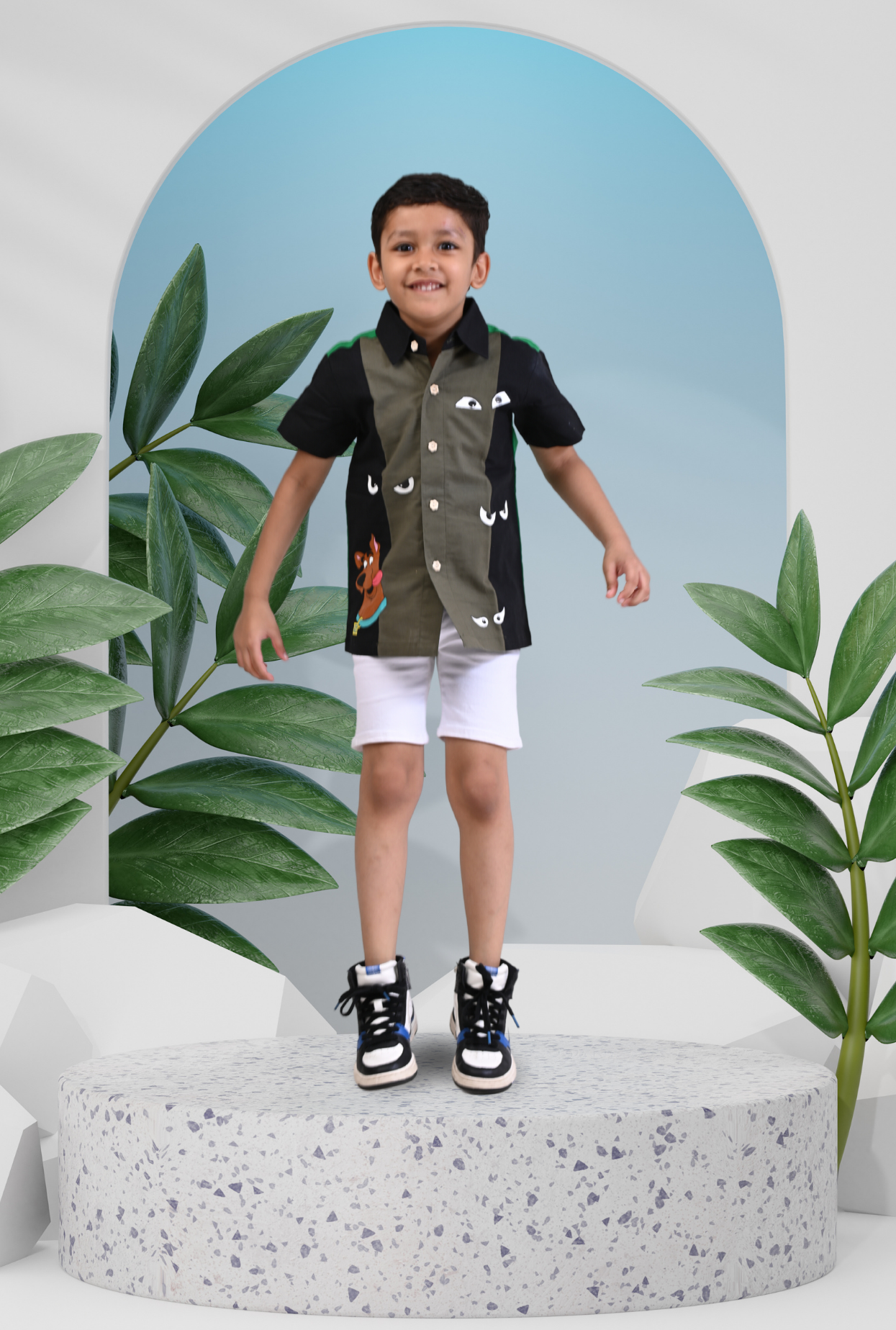 Color Block Handpainted Shirt For Boy By Kiddicot