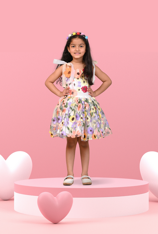 Applique Floral Tulle Dress