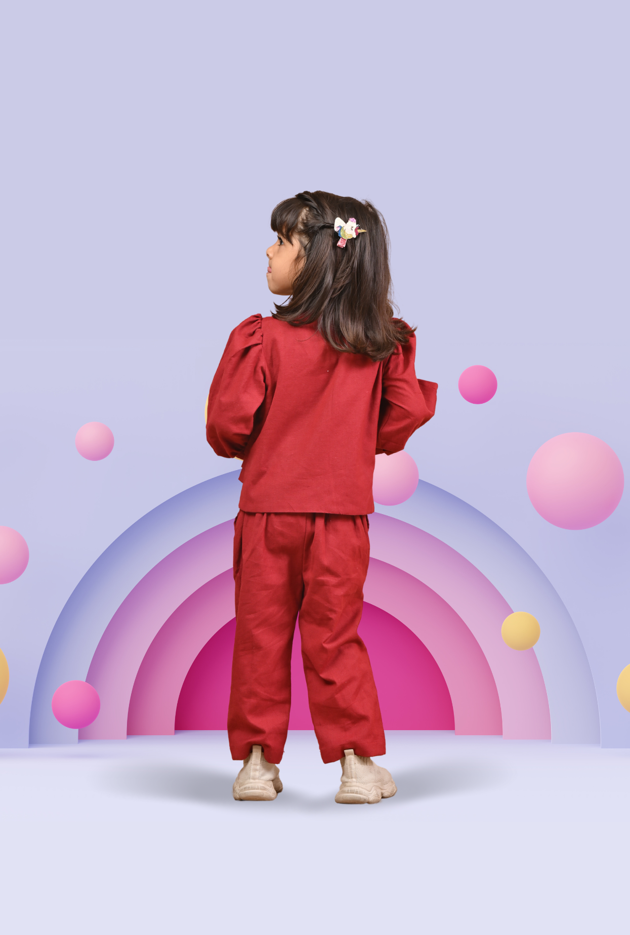 2 Piece Maroon Cotton Outfit for Girls by Kiddicot