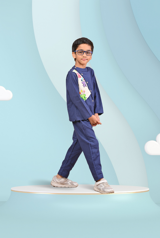 2 Pc Cotton Rich Handpainted Outfit For Boys by Kiddicot