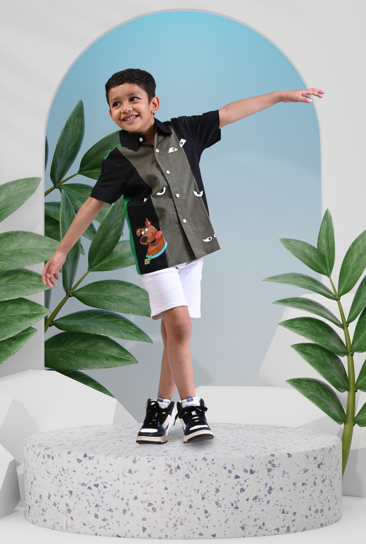 Color Block Handpainted Shirt For Boy By Kiddicot