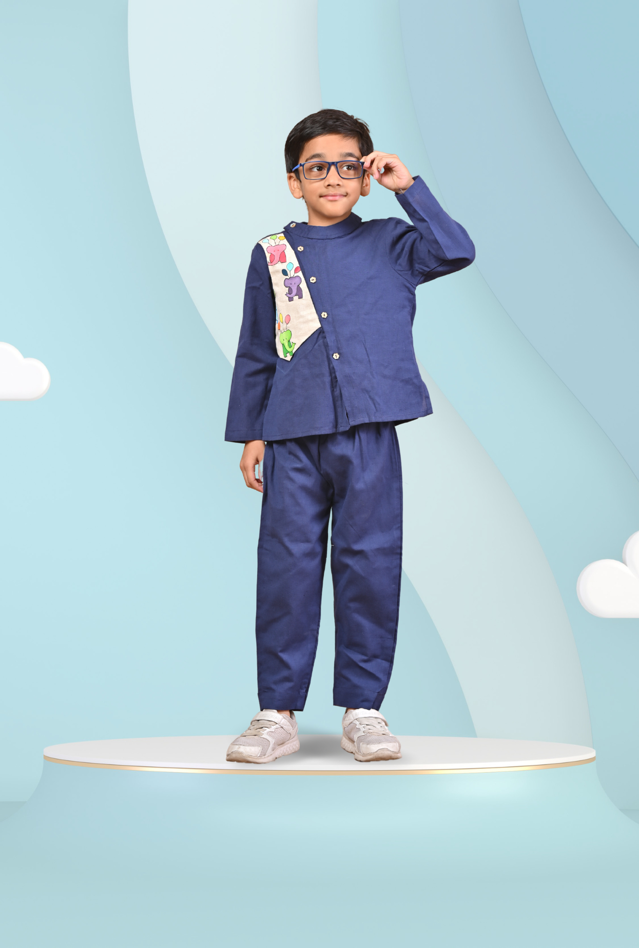 2 Pc Cotton Rich Handpainted Outfit For Boys by Kiddicot