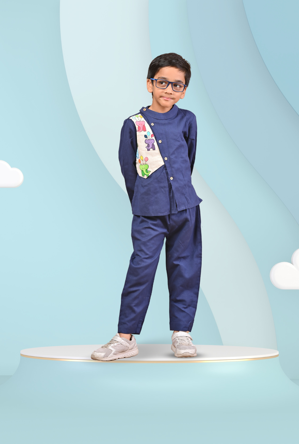 2 Pc Cotton Rich Handpainted Outfit For Boys by Kiddicot