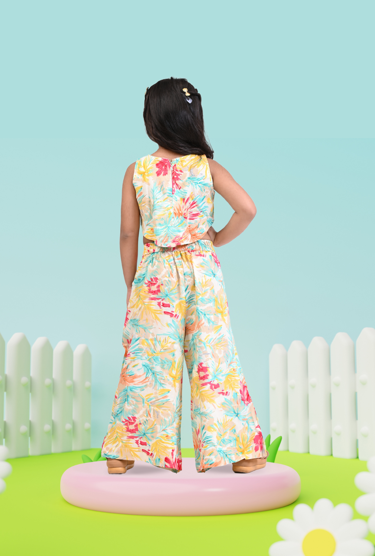 Leafy Print Rayon Set For Girl By Kiddicot