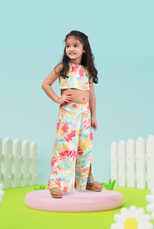 Leafy Print Rayon Set For Girl By Kiddicot