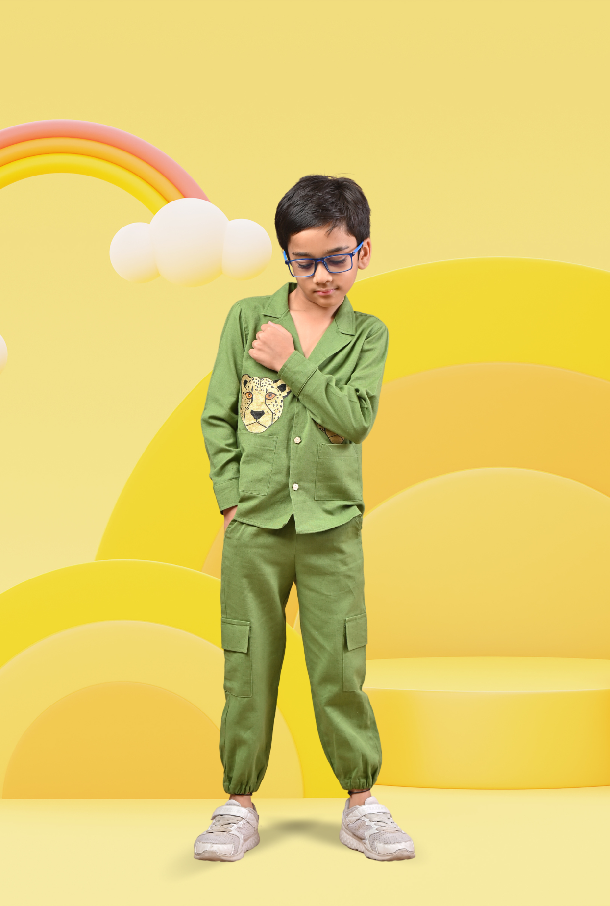 Premium Leopard Handpainted Set For Boys By Kiddicot