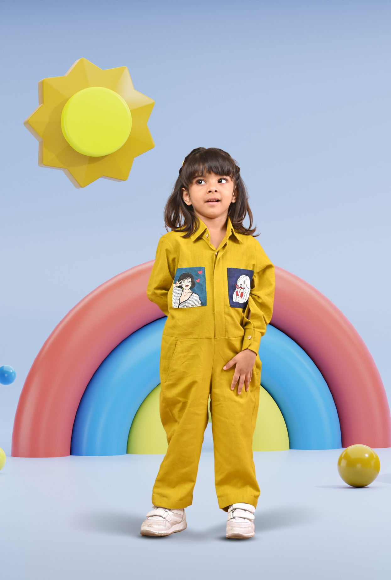 Pure Cotton Handpainted Jumpsuit For Girls By Kiddicot