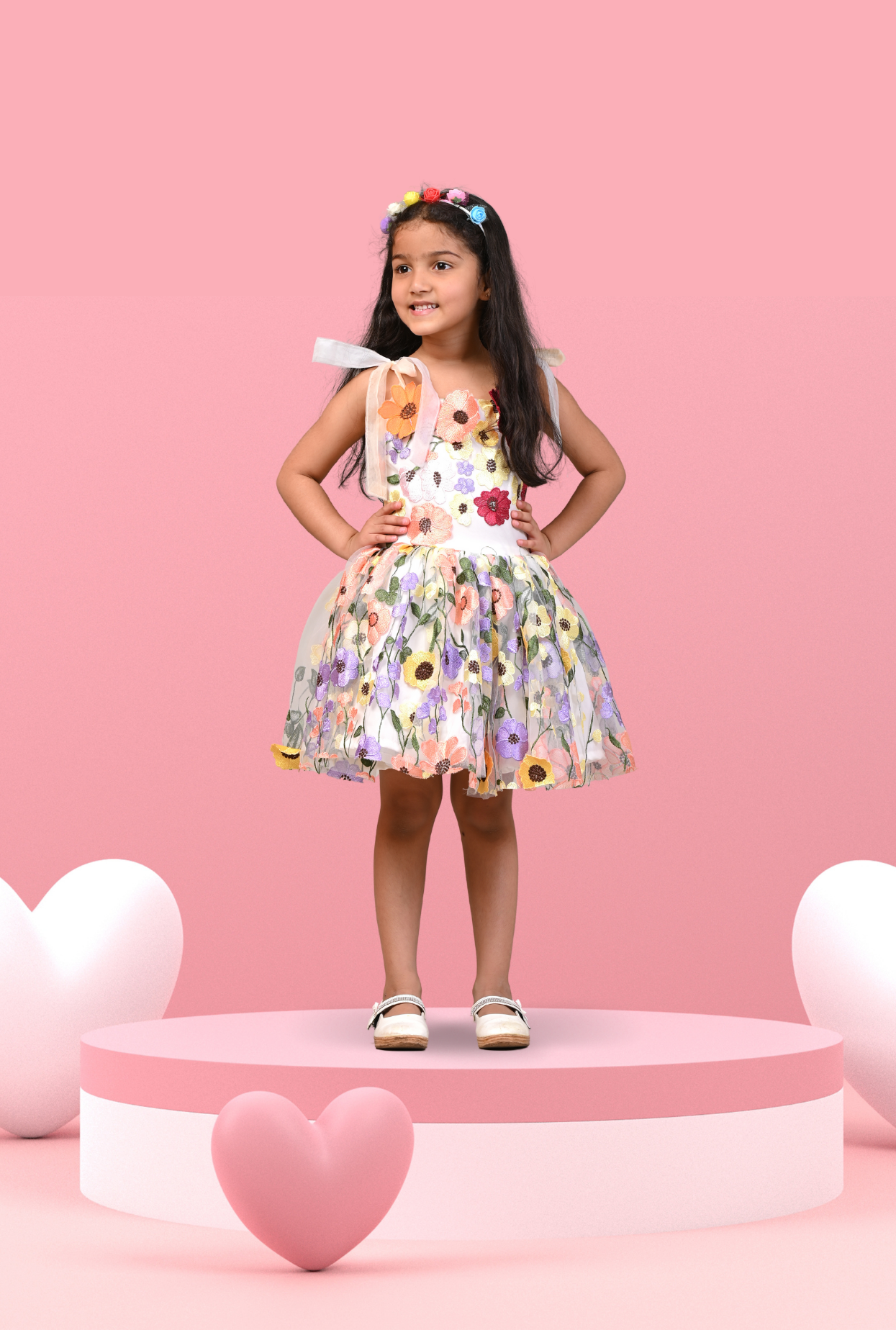 Applique Floral Tulle Dress