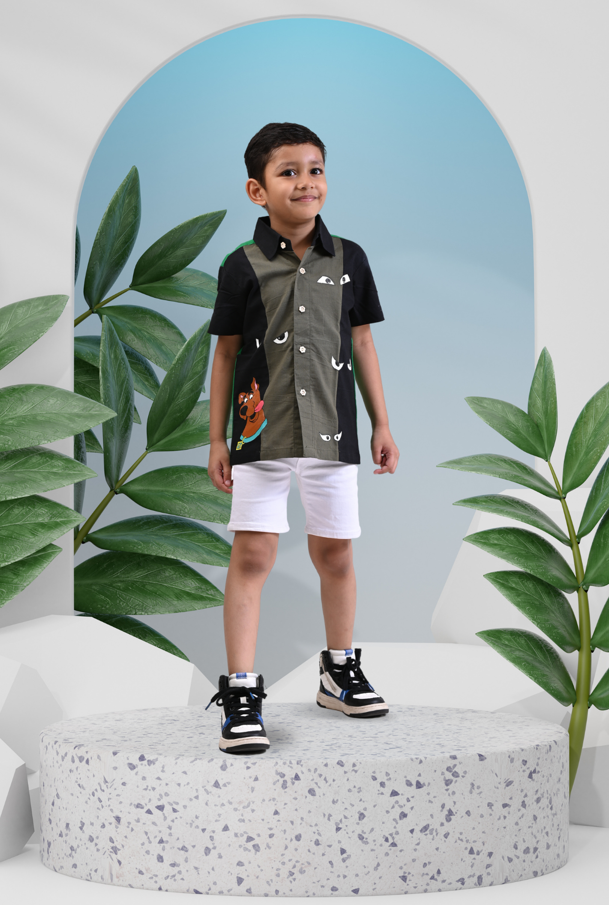 Color Block Handpainted Shirt For Boy By Kiddicot