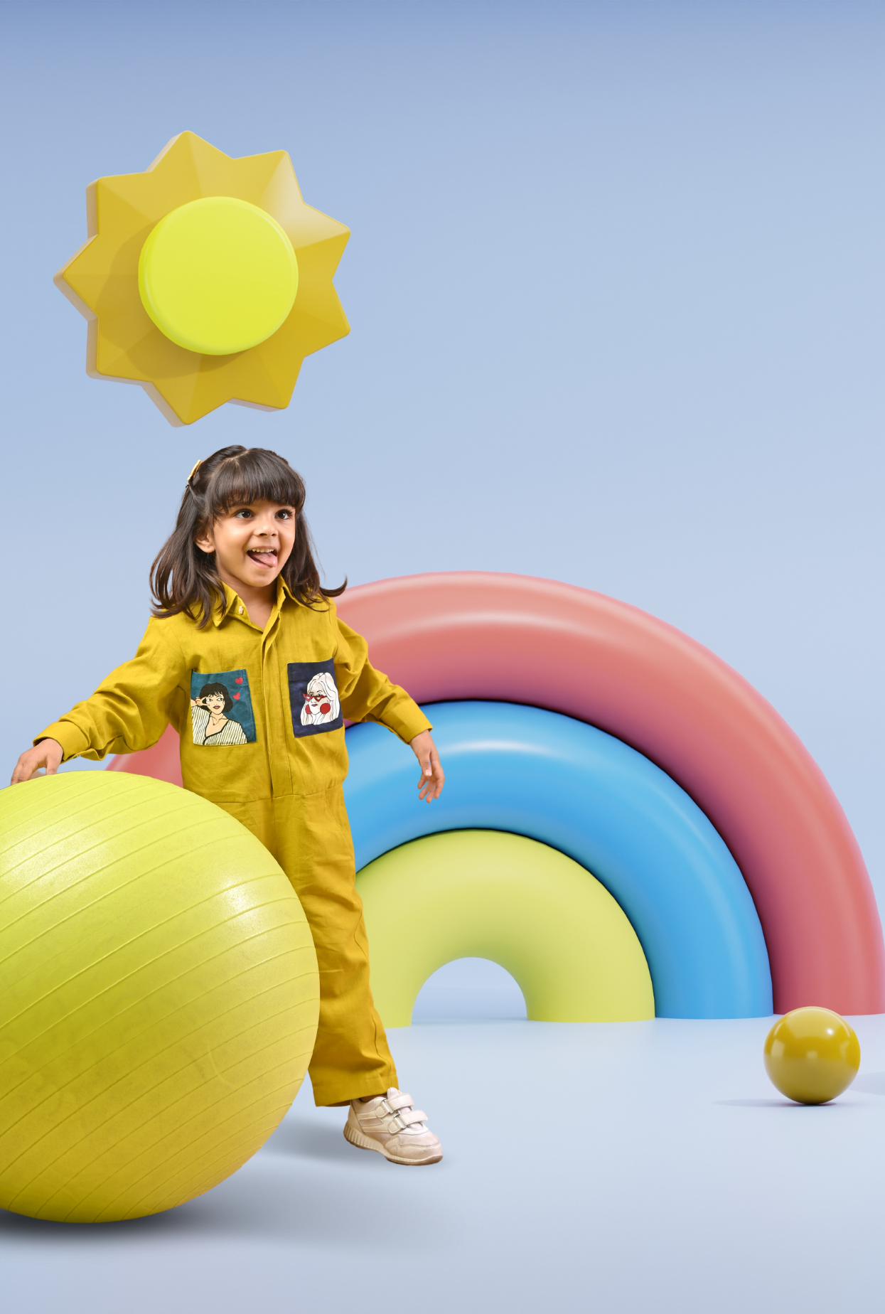 Pure Cotton Handpainted Jumpsuit For Girls By Kiddicot