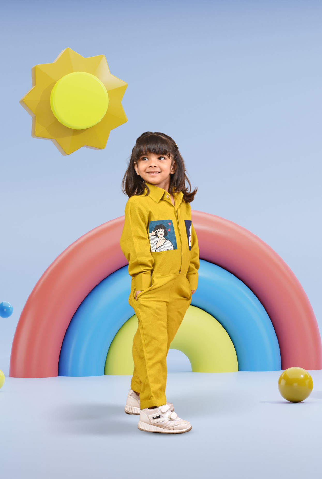 Pure Cotton Handpainted Jumpsuit For Girls By Kiddicot