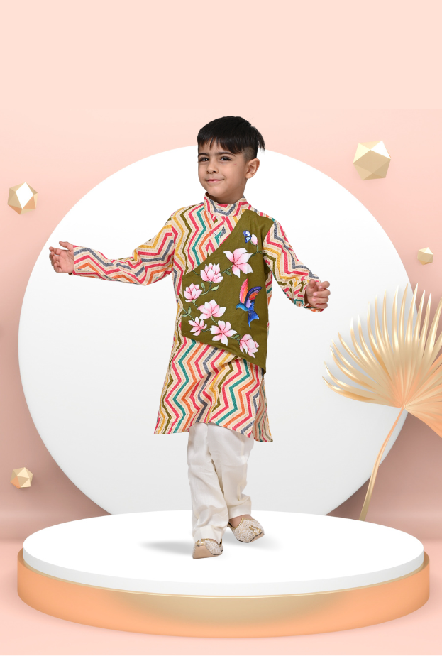 2 Pc Hand Painted Outfit For Boy By Kiddicot