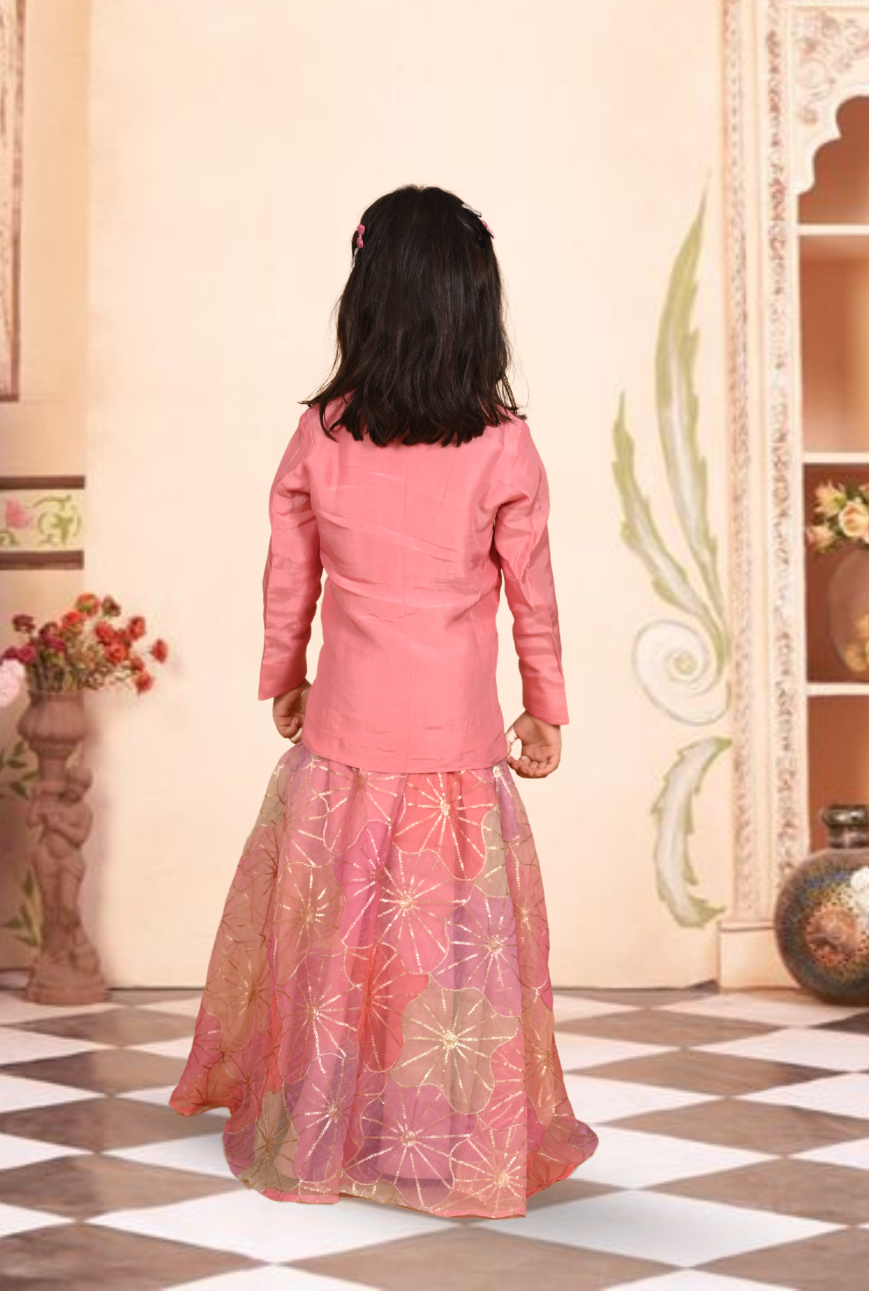 Silk Blazer and Embroidered Palazzo Set