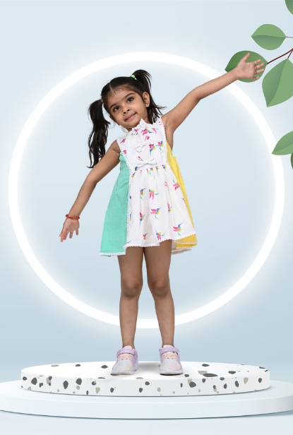 Laced Pure Cotton Dress For Girls By Kiddicot