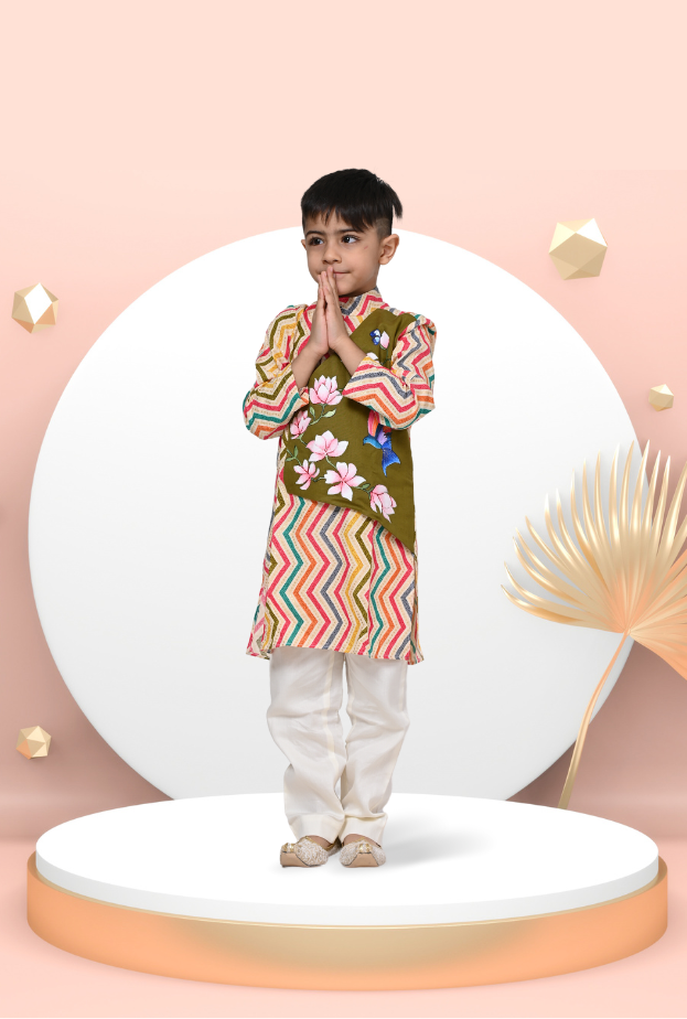 2 Pc Hand Painted Outfit For Boy By Kiddicot