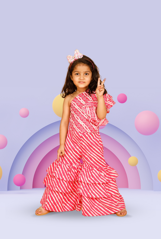 Printed Frilly Layered Top and Sharara For Girls By Kiddicot