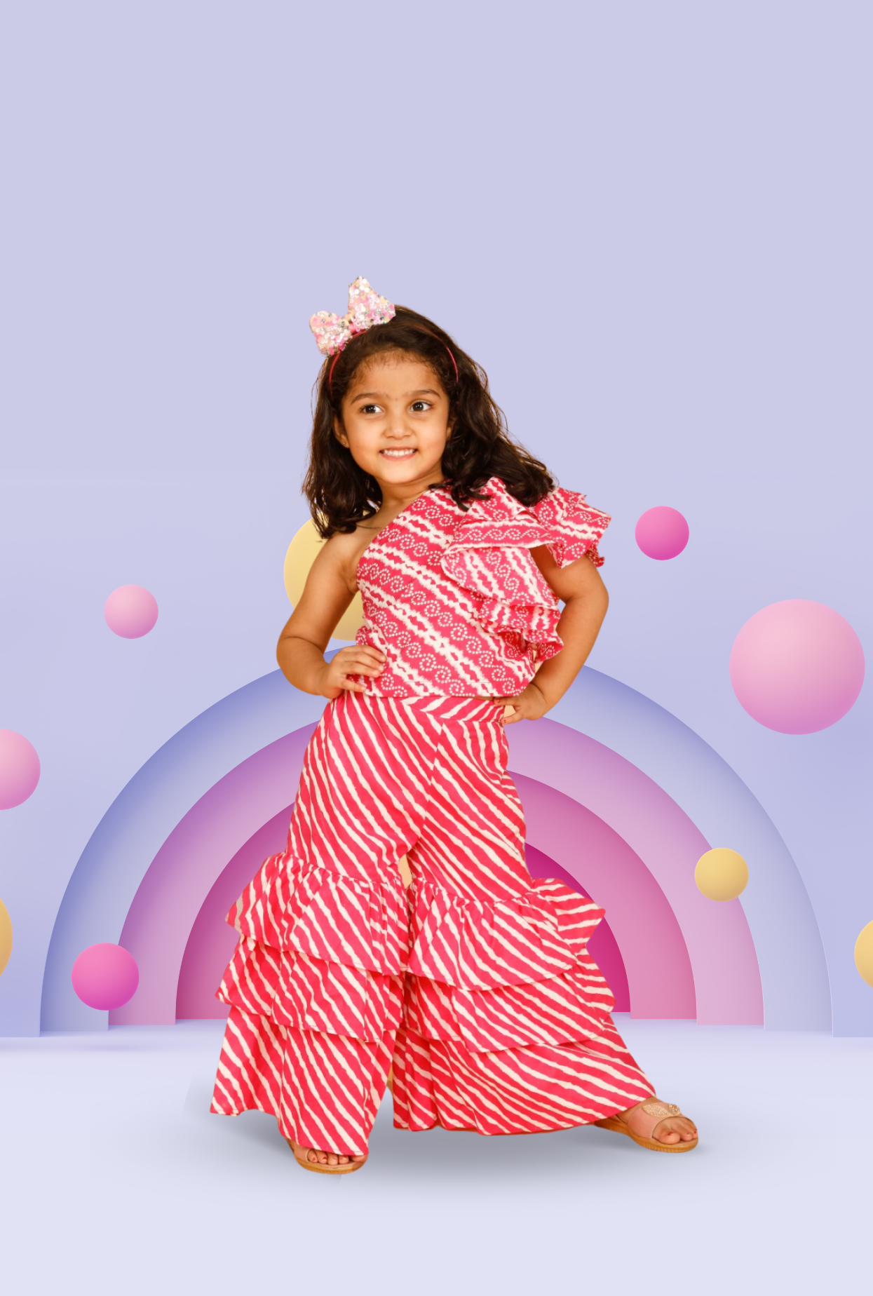 Printed Frilly Layered Top and Sharara For Girls By Kiddicot