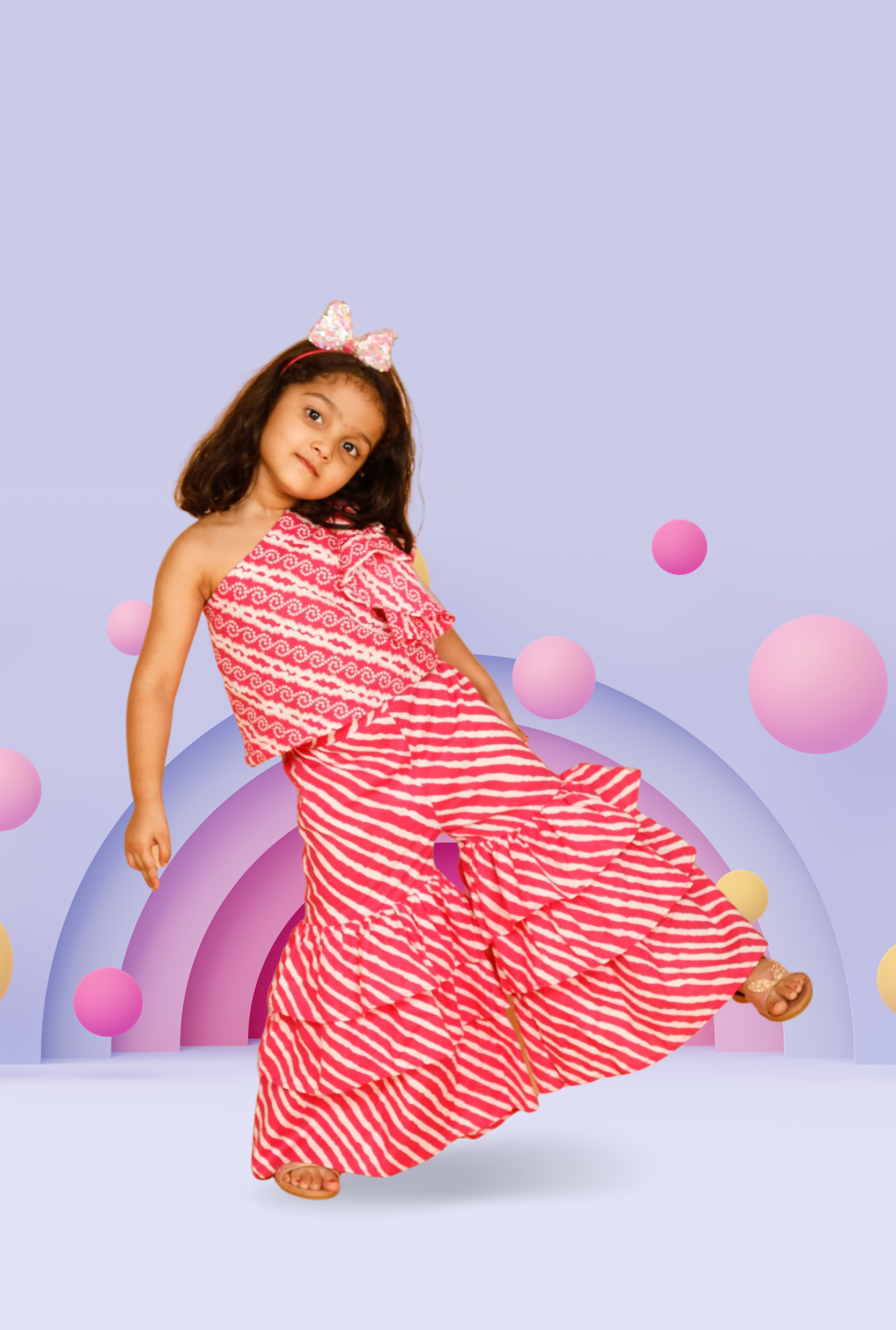 Printed Frilly Layered Top and Sharara For Girls By Kiddicot
