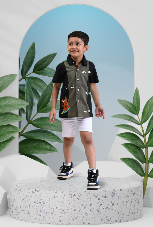 Color Block Handpainted Shirt For Boy By Kiddicot