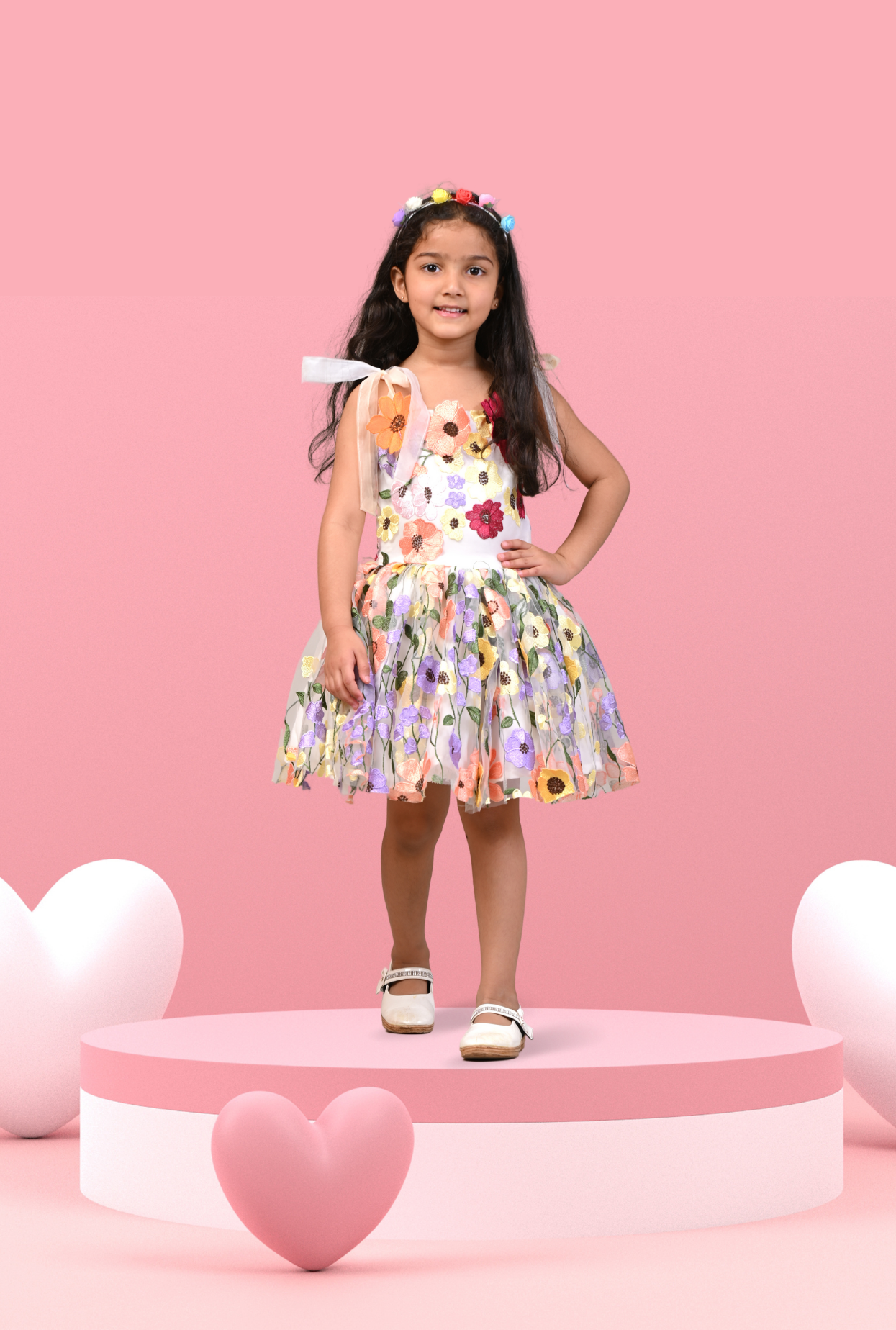 Applique Floral Tulle Dress