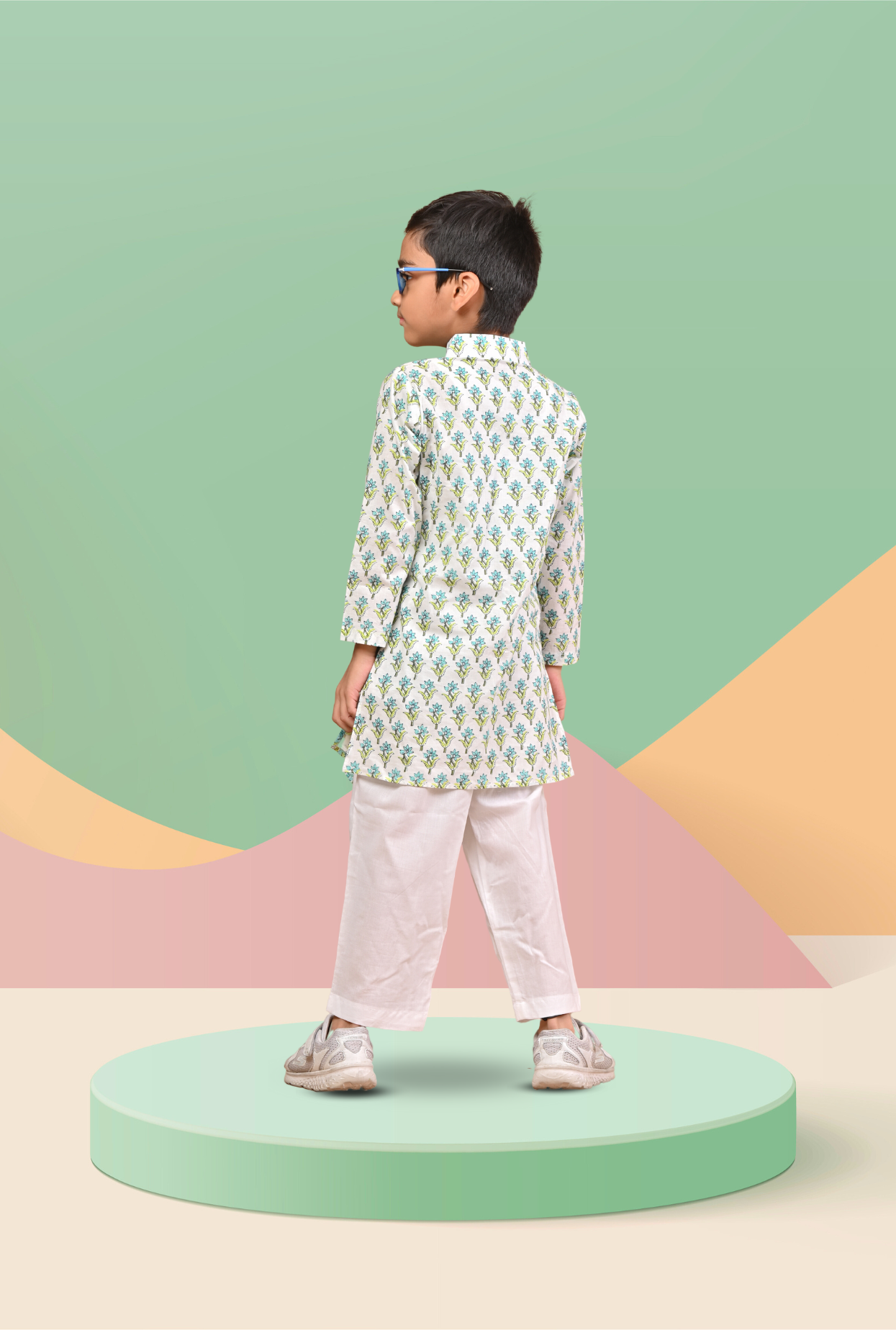 Floral Overlaped Kurta Set For Boy By Kiddicot