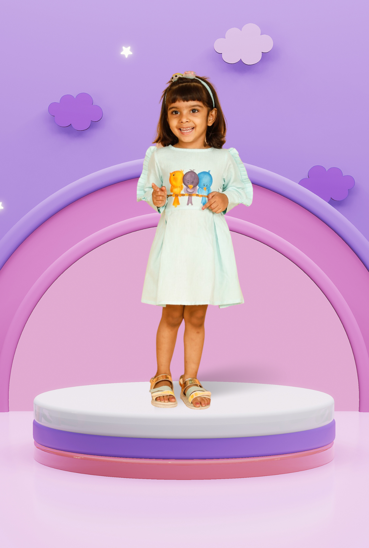 Cotton Rich Handpainted Dress For Girl By Kiddicot
