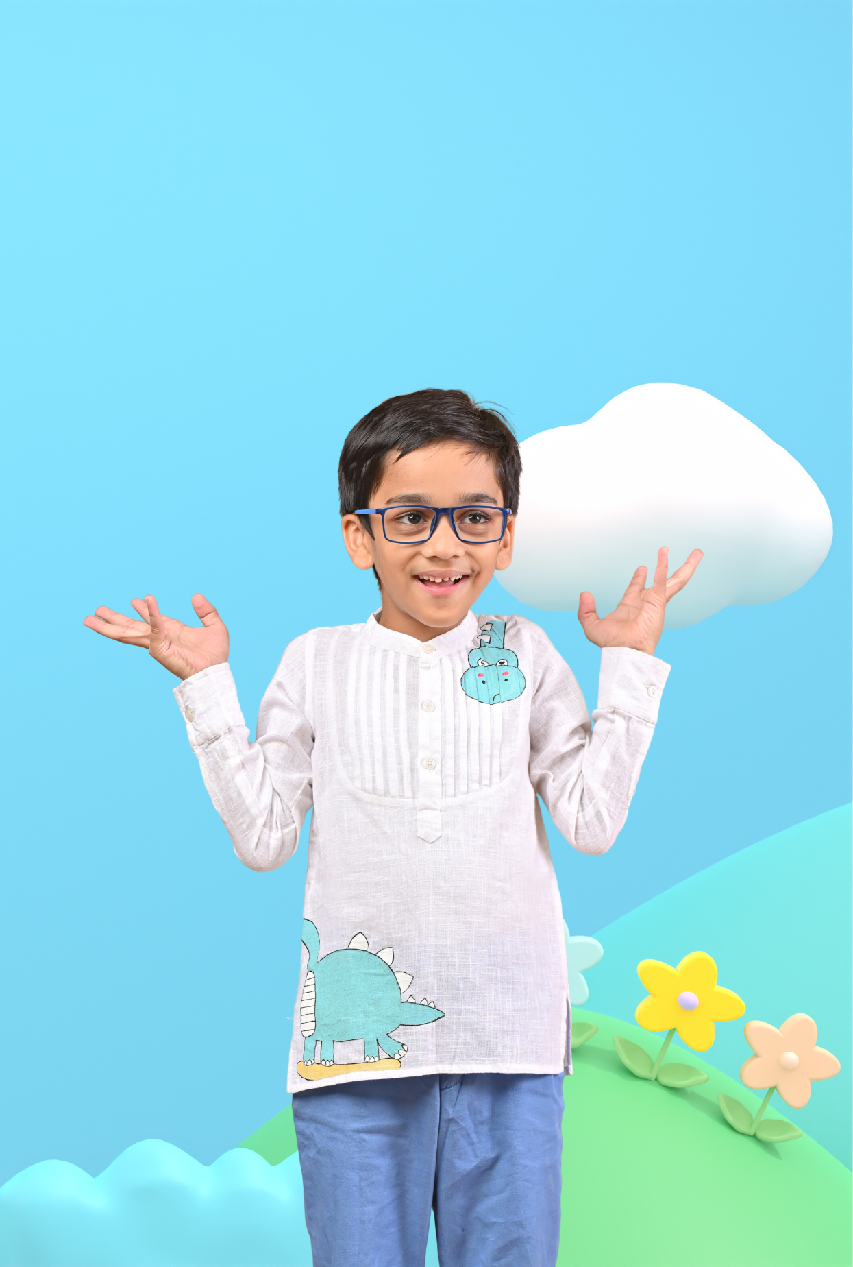 Pleated Handpainted Shirt For Boys By Kiddicot