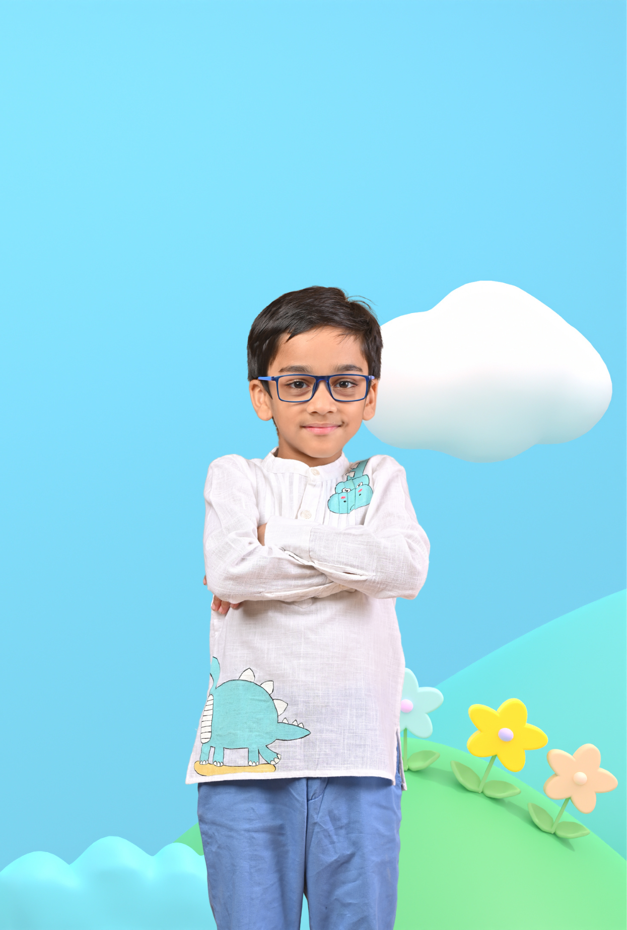 Pleated Handpainted Shirt For Boys By Kiddicot
