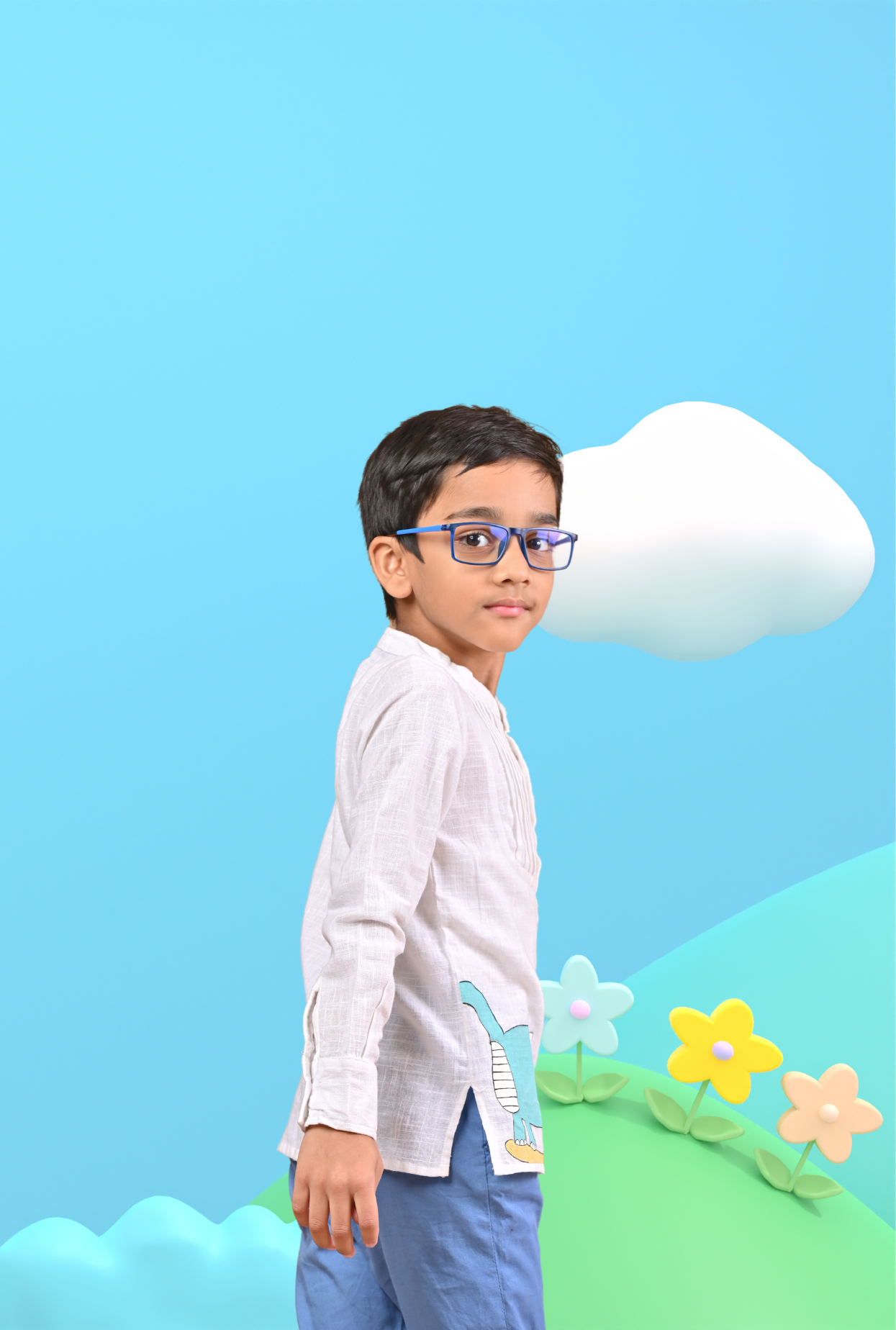 Pleated Handpainted Shirt For Boys By Kiddicot